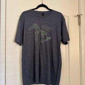 Gildan Heather Navy Short Sleeve Tee with Light Green Graphic